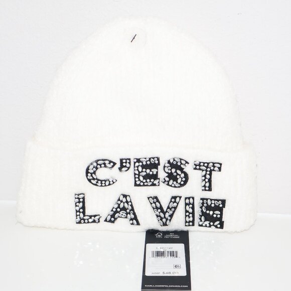 NEW Karl Lagerfeld Paris Cest La Vie Beanie Hat - Picture 4 of 6